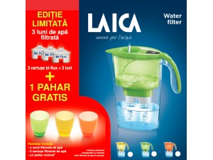 Cana filtranta Laica Stream, 2.3L, + 3 filtre Bi-Flux + pahar de colectie
