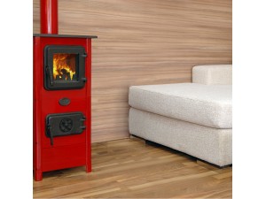 Soba de gatit si incalzit MBS Hera, putere 6.2 kW, evacuare verticala, rosu