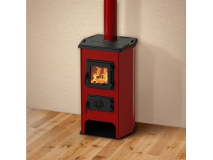 Soba de incalzit MBS Hit, putere 6.1 kW, evacuare pe plita, rosu