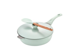 Set tigaie multifunctionala din aluminiu turnat sub presiune 4 piese ZASS Gourmet ZG-ACS 07, ultra antiaderenta, acoperire ceramica, cu capac si sita aburi